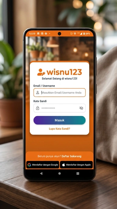 Tampilan halaman login wisnu123